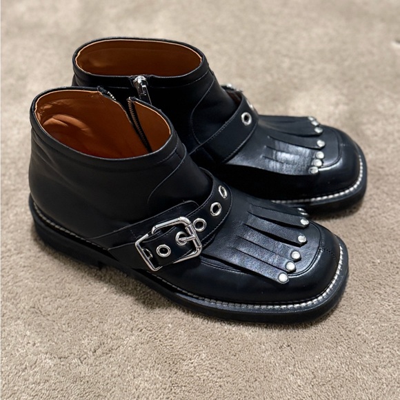 Marni Black Leather Fringe Boots - Picture 2 of 5